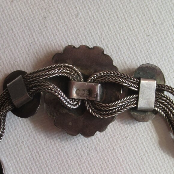 Deep Red Carnelian, 900 Silver 4 - Strand Chain Bracelet, Antique/Vintage - Picture 6 of 15